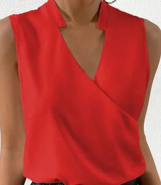 Levoire | Haut Élégant Débardeur Enveloppant Sans Manches Avec Décolleté En V Pour Femmes Rot