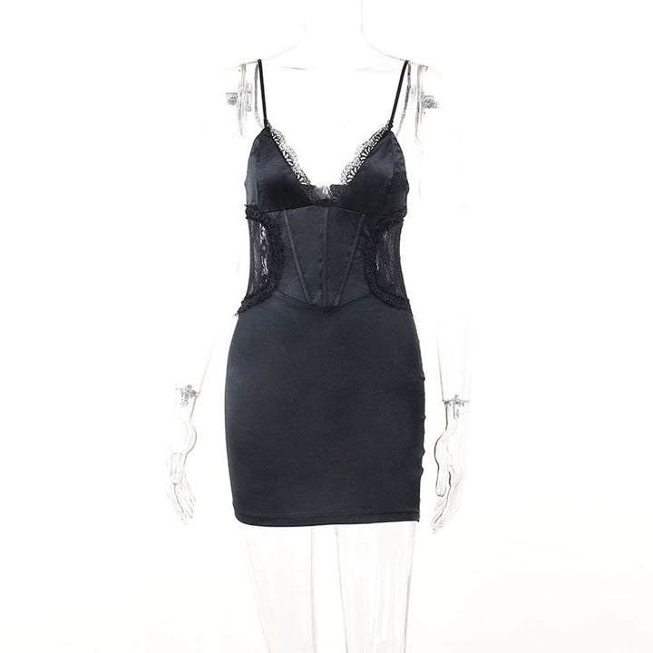 Levoire | Zip Sans Bretelles Profond V-Lace Dos Nu Mini Robe
