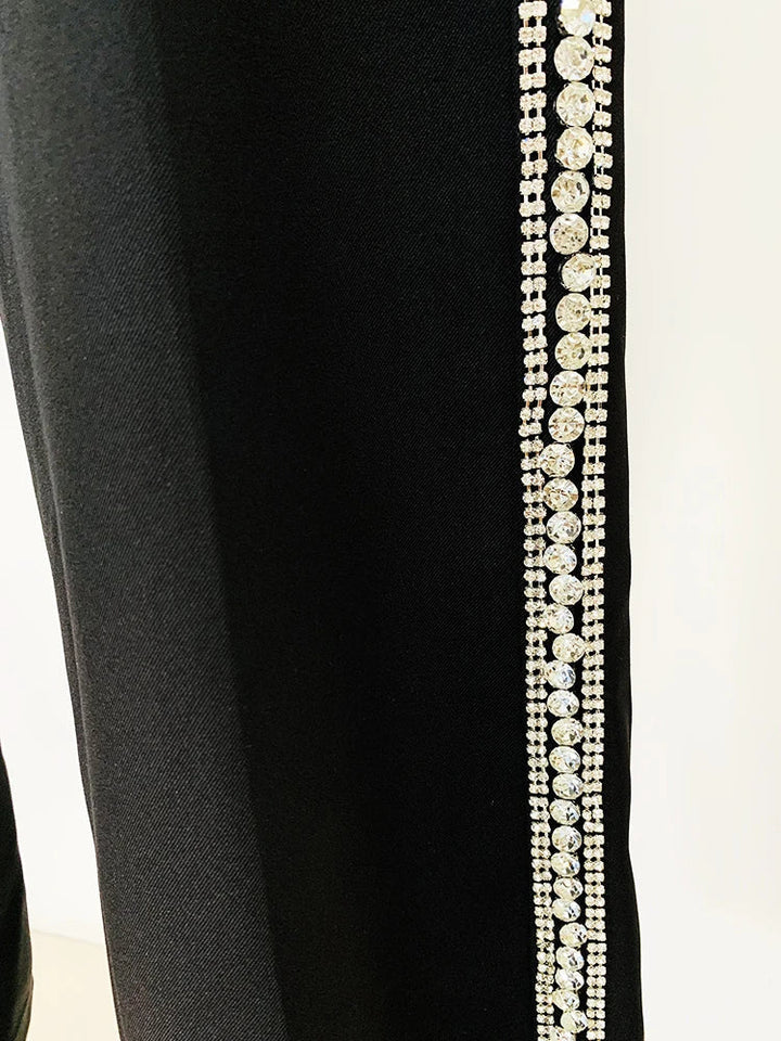 Levoire | Veste De Designer Diamants Cristal Perles Blazer Droite Pantalon