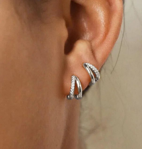 Levoire | Créoles En Zircon Or Argent 02 Couleur argent 2 pièces