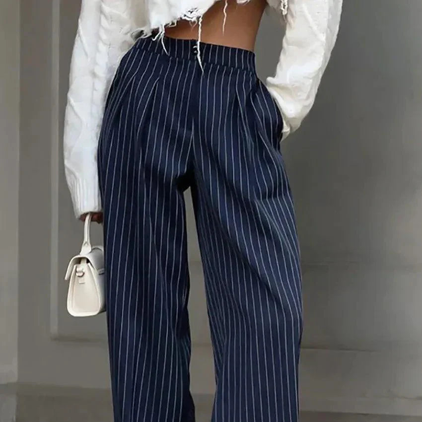 Levoire | Pantalon Rayé Femme Taille Haute