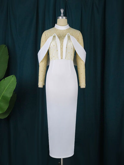 Levoire | Dentelle Col Haut Robe D'Été Bodycon Maxi Robe