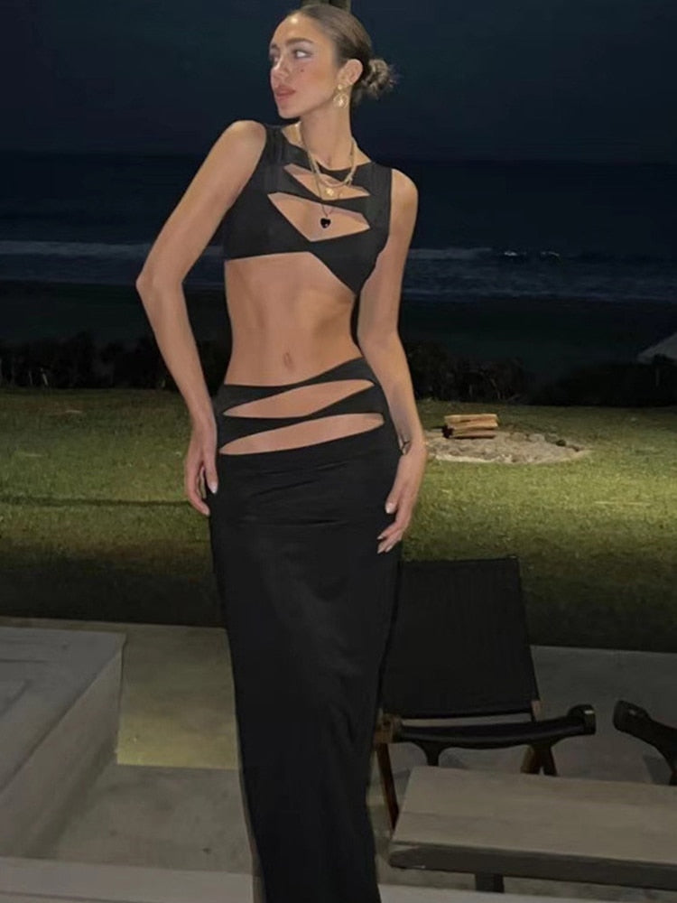 Levoire | Holtiton Sans Épaules Crop Top & Holtiton Jupe Maxi Ensemble