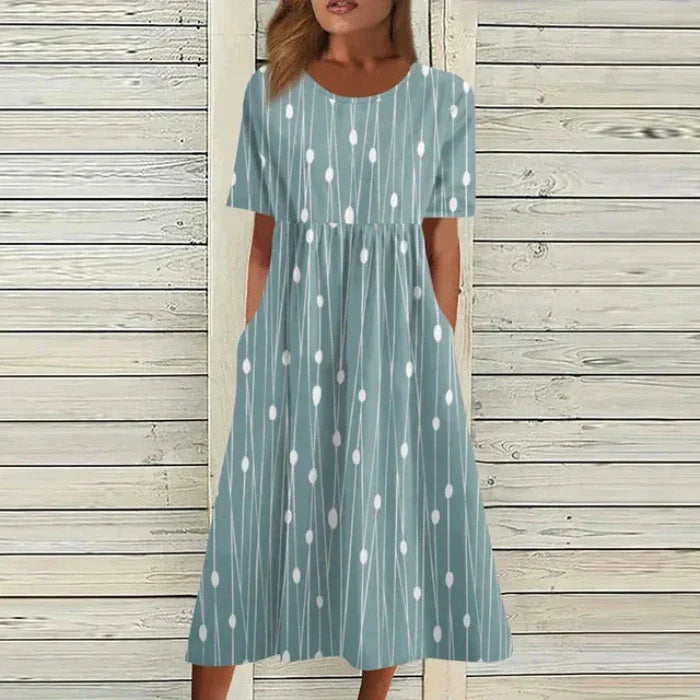 Levoire | Élégante Robe Midi À Motif Floral Et Décolleté En V Bleu clair