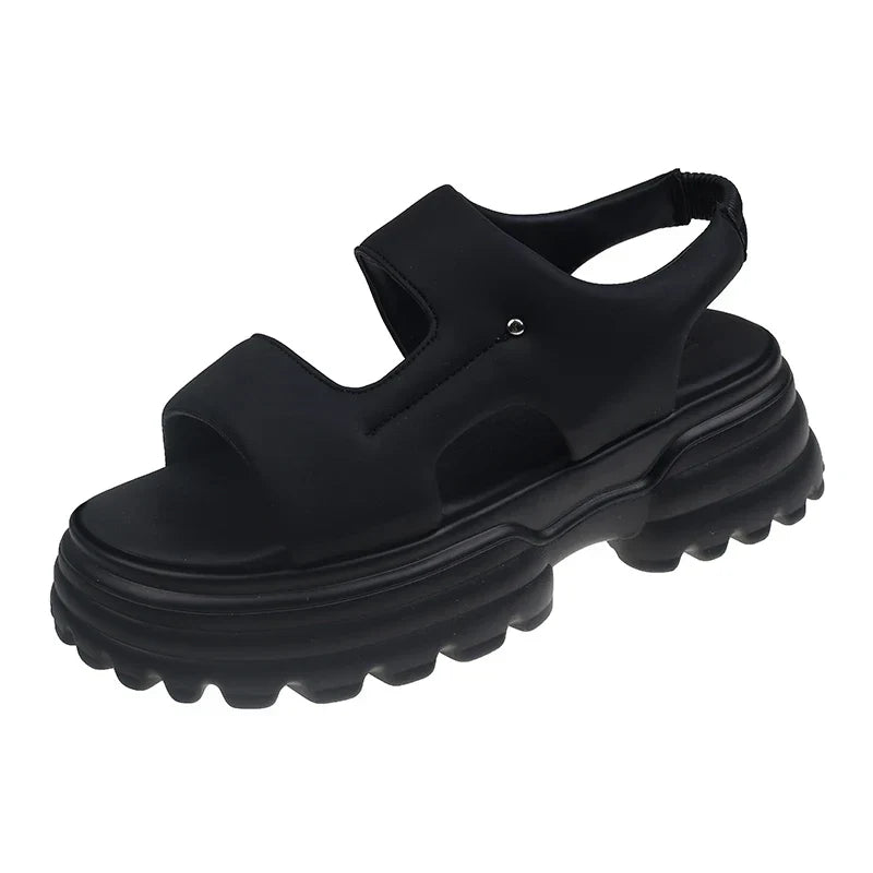 Levoire | Chunky Comfy Strap Ibiza Sandales Noir