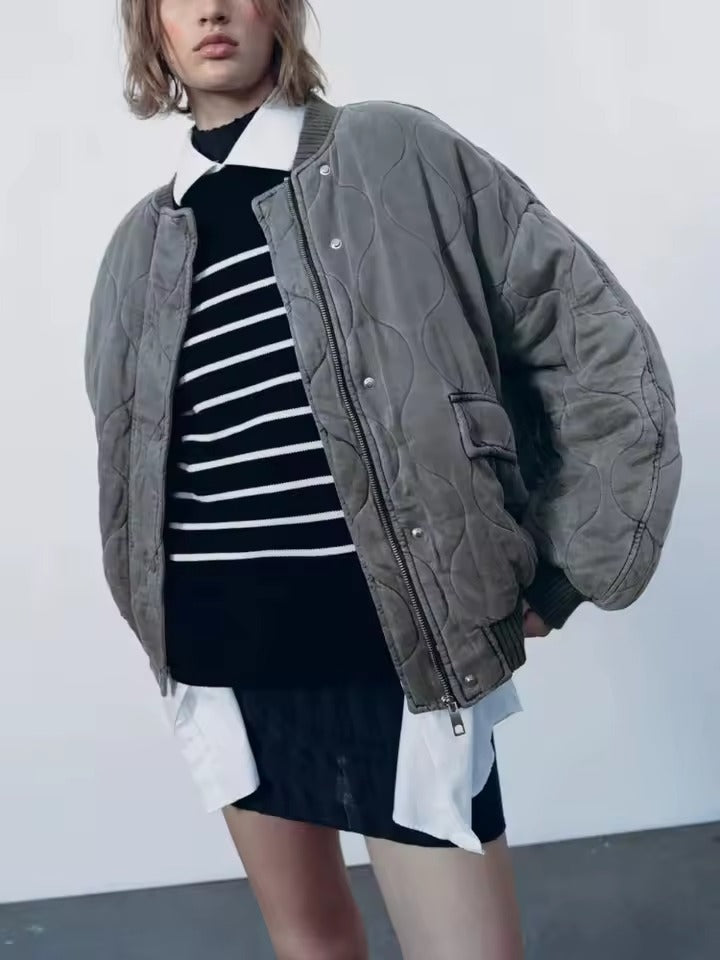 Levoire | Grande Taille Veste Bombardier Avec Design Doublé Pour Femmes