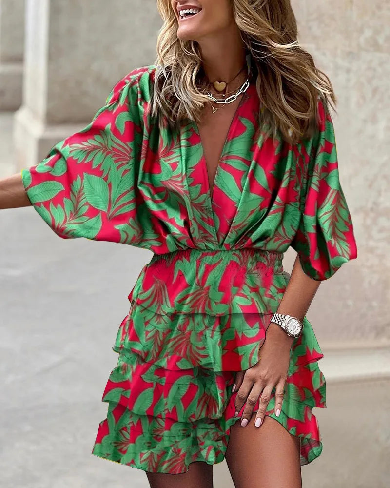 Levoire | Robe Mini Chic Avec Image vert