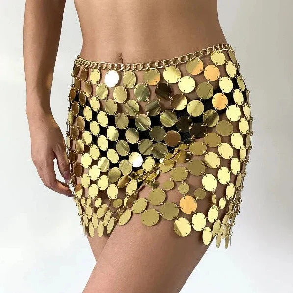 Levoire | Jupe Mini Paillettes Brillantes Or