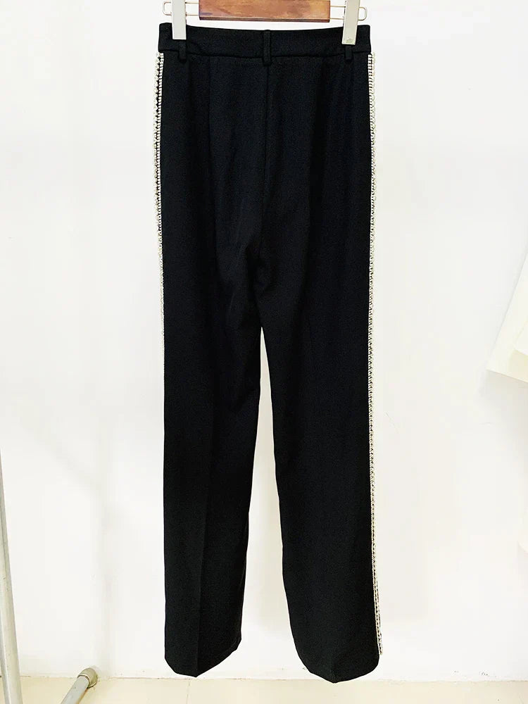 Levoire | Veste De Designer Diamants Cristal Perles Blazer Droite Pantalon