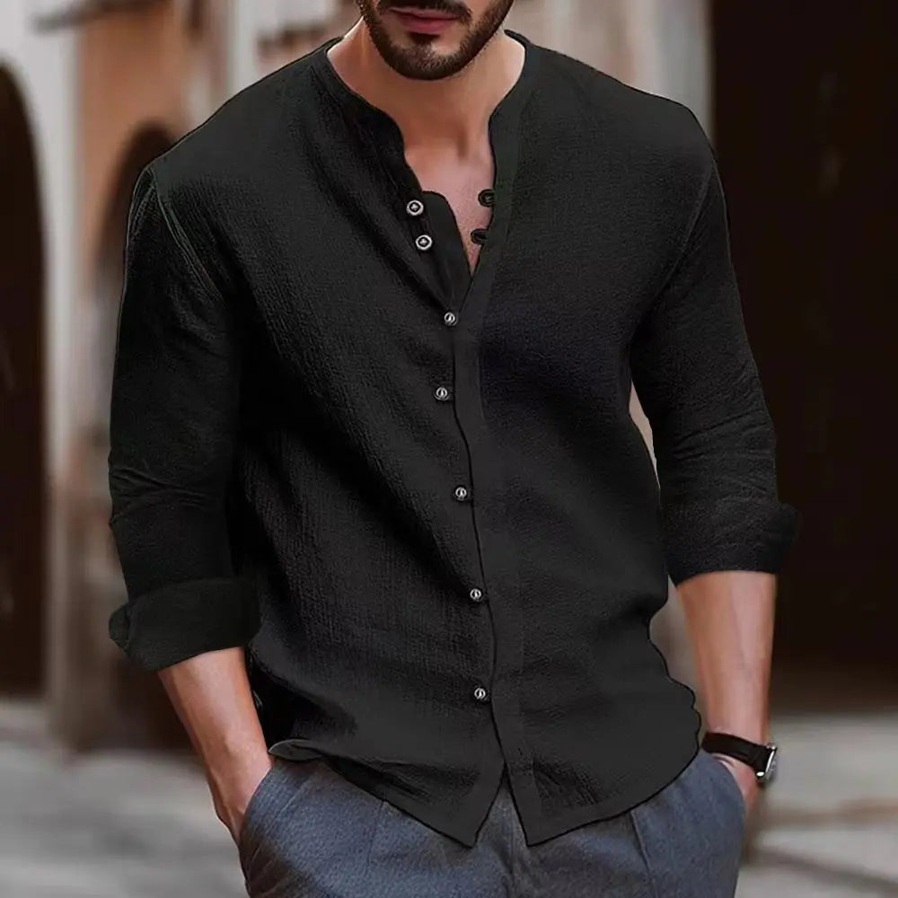 Levoire | Chemise Pour Hommes Moderne Et Confortable À Manches Longues Noir