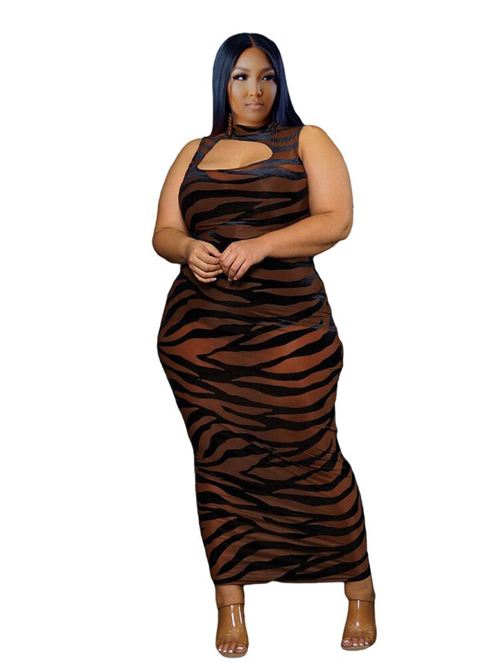 Levoire | Robe Maxi Sans Manches À Motif Zèbre Grande Taille