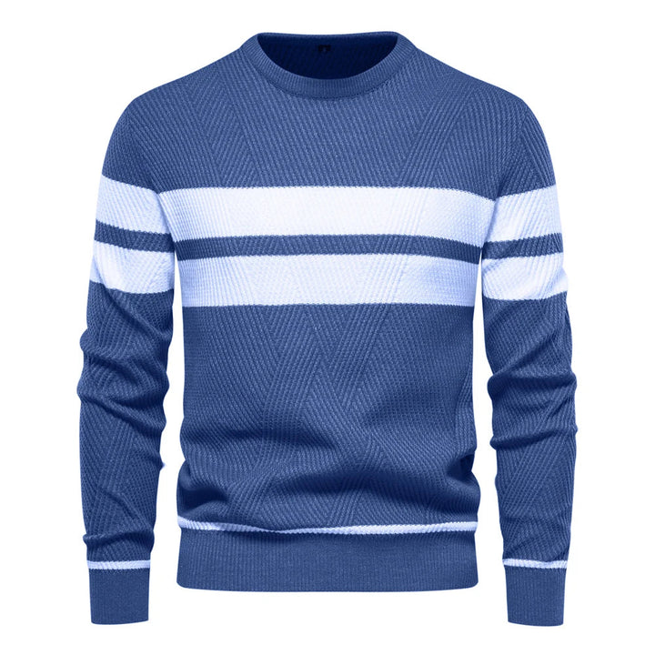 Levoire | Pull Homme Patchwork, Coupe Slim Bleu foncé