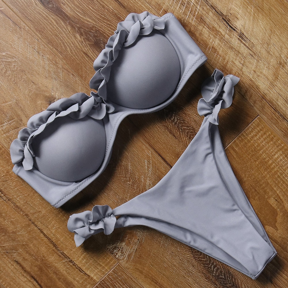 Levoire | Maillot De Bain Deux Pièces Avec Décolleté Élevé Gris
