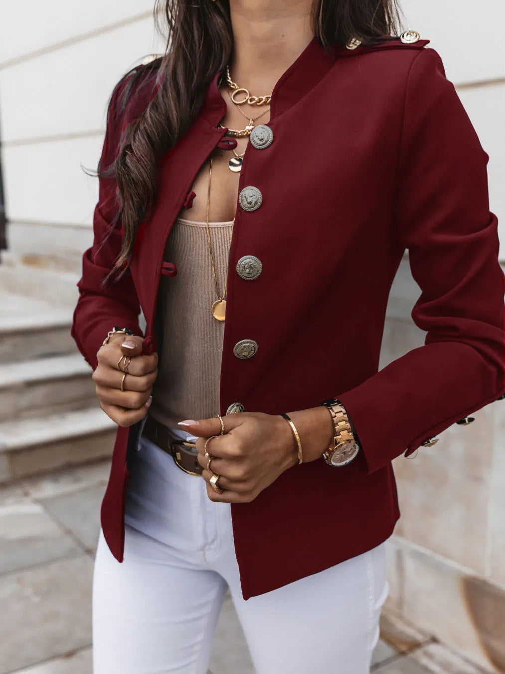 Levoire | Veste Élégante À Boutons Marron