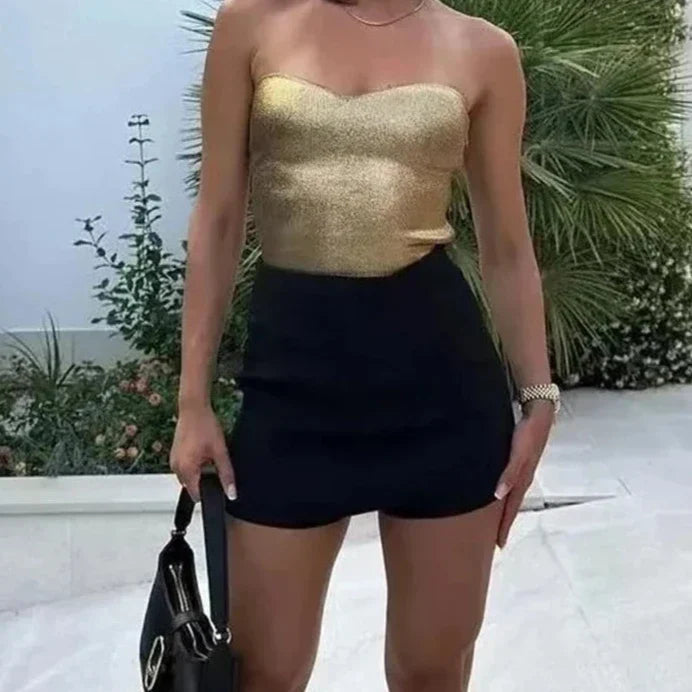 Levoire | Bandage Metallic Shine Tricot Corset Top
