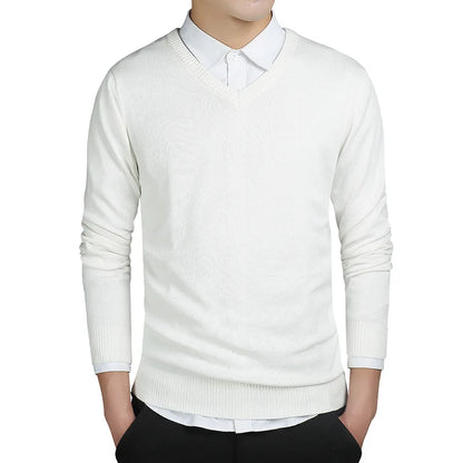 Levoire | Pull En Tricot Premium Avec Décolleté En V Pour Hommes Blanc