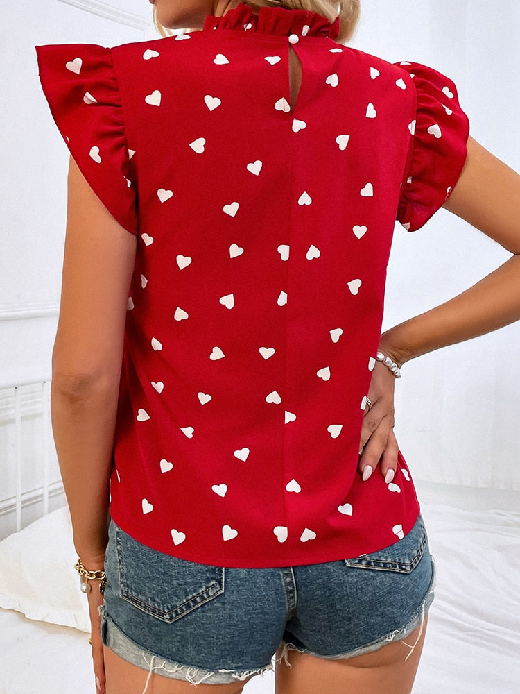 Levoire | Chemise D'Été À Motif Cœur Pour Femmes Sabel