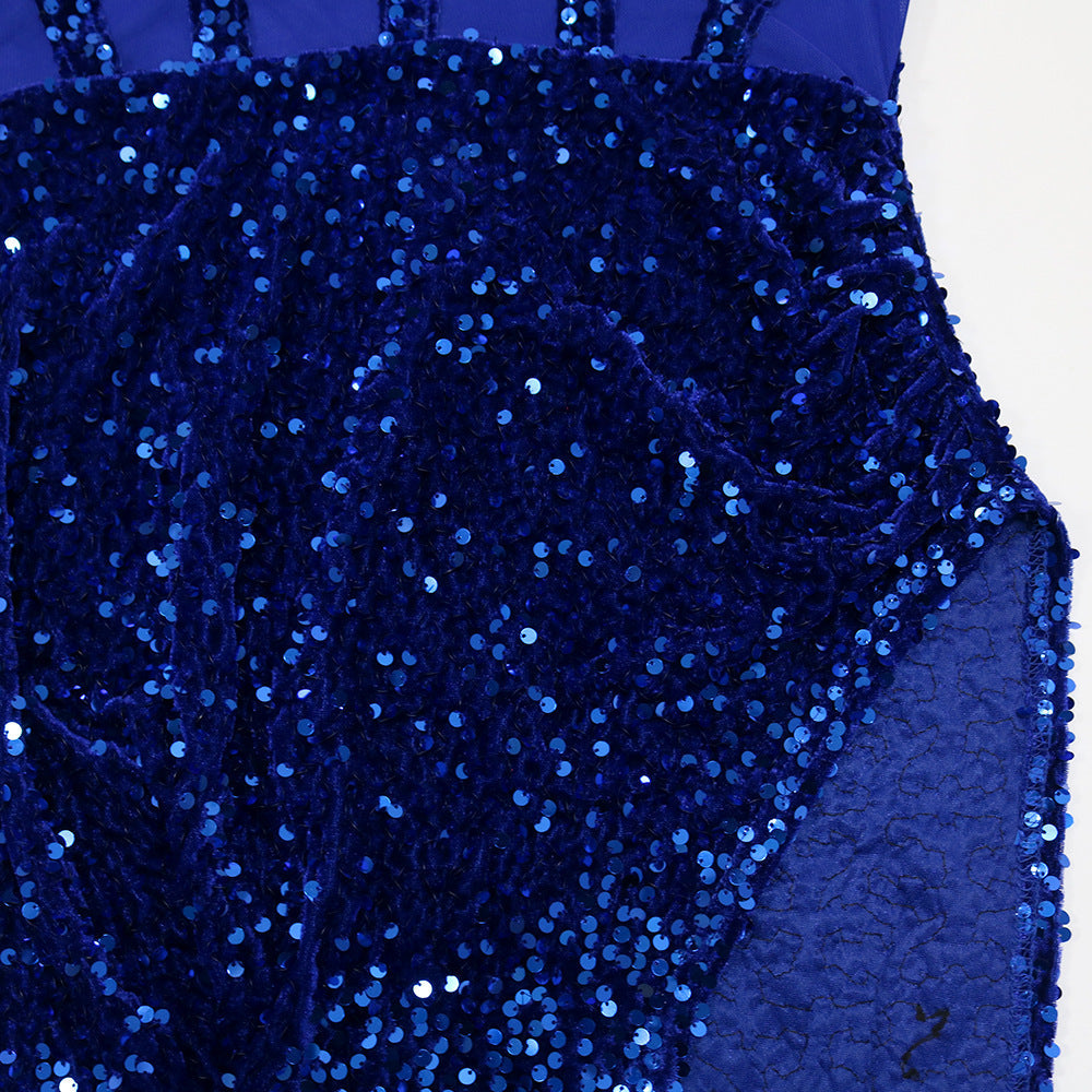 Levoire | Corset Filet Paillettes Fente Haute Robe Maxi Longue