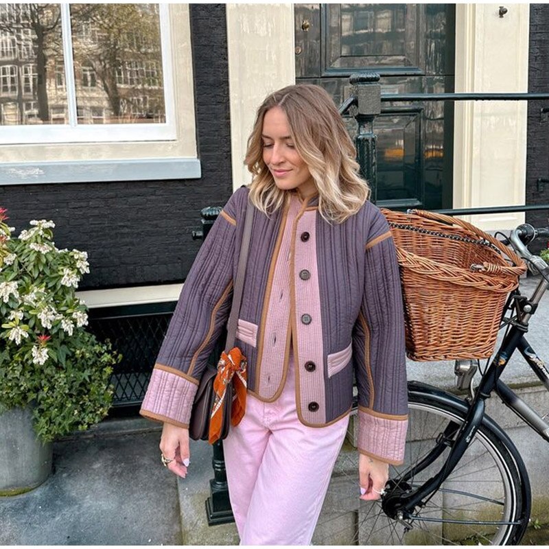 Levoire | Veste À Manches Longues Avec Patchs Lâches Et Boutons Lilas