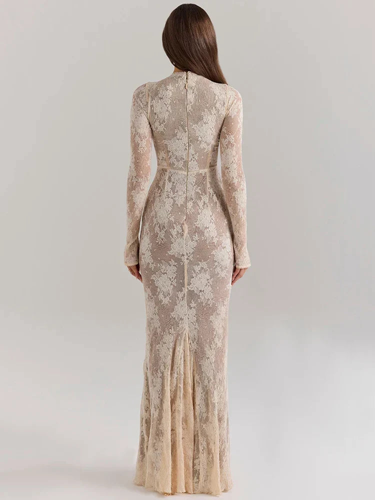 Levoire | Robe Longue Élégante En Dentelle Avec Fermeture Éclair