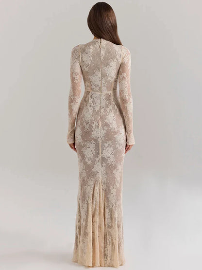 Levoire | Robe Longue Élégante En Dentelle Avec Fermeture Éclair