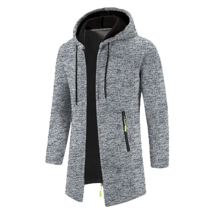Levoire | Décontracté Long Gilet Avec Capuche Et Fermeture Éclair Pour Gris clair
