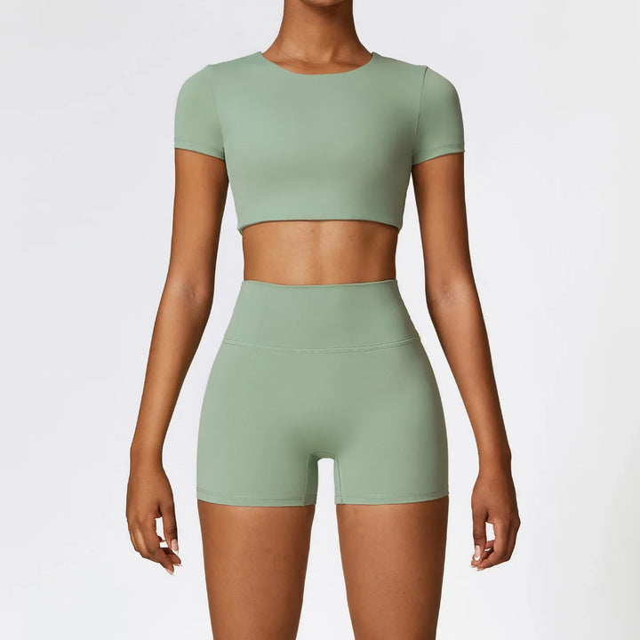 Levoire | Ensemble De Pyjama Comprenant Un Short, Des Leggings Courts Et Un Haut À Manches Courtes Vert