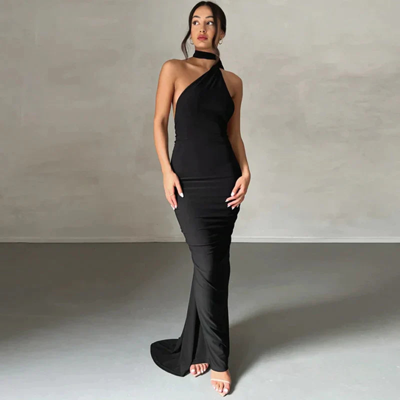 Levoire | Robe Maxi À Épaule Décalée Noir