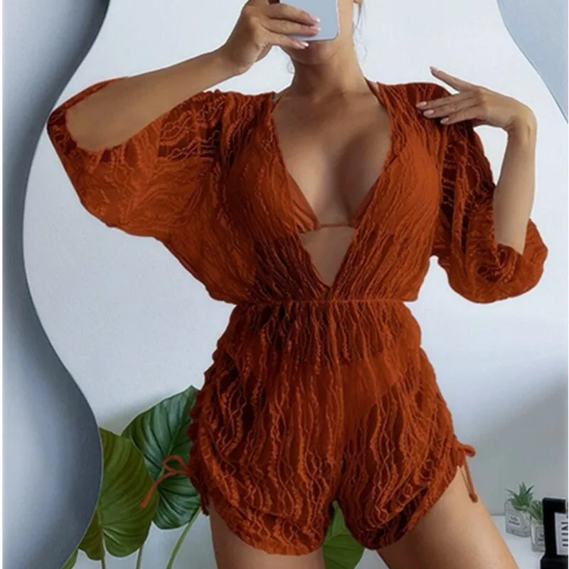 Levoire | Bikini Tropical Sexy Avec Cache-Maillot Caramel