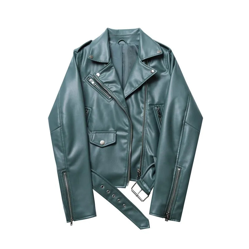 Levoire | Veste En Cuir Élégante Avec Ceinture À La Taille Vert