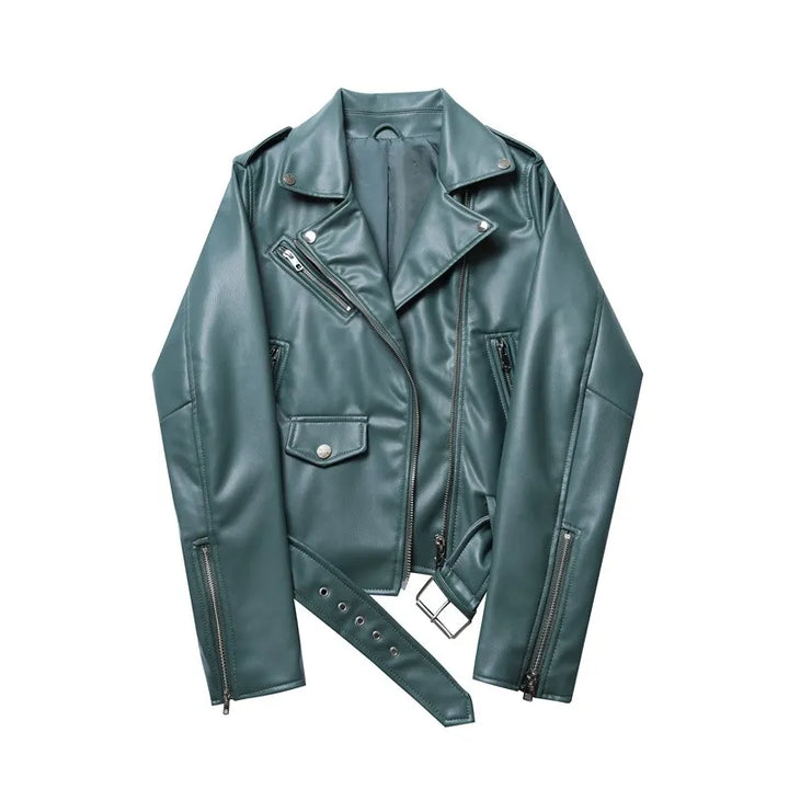 Levoire | Veste En Cuir Élégante Avec Ceinture À La Taille Vert