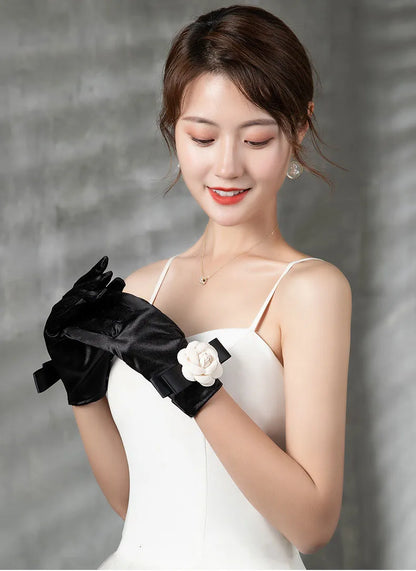 Levoire | Gants En Satin Noir Vintage Hepburn Pour Un Style Classique
