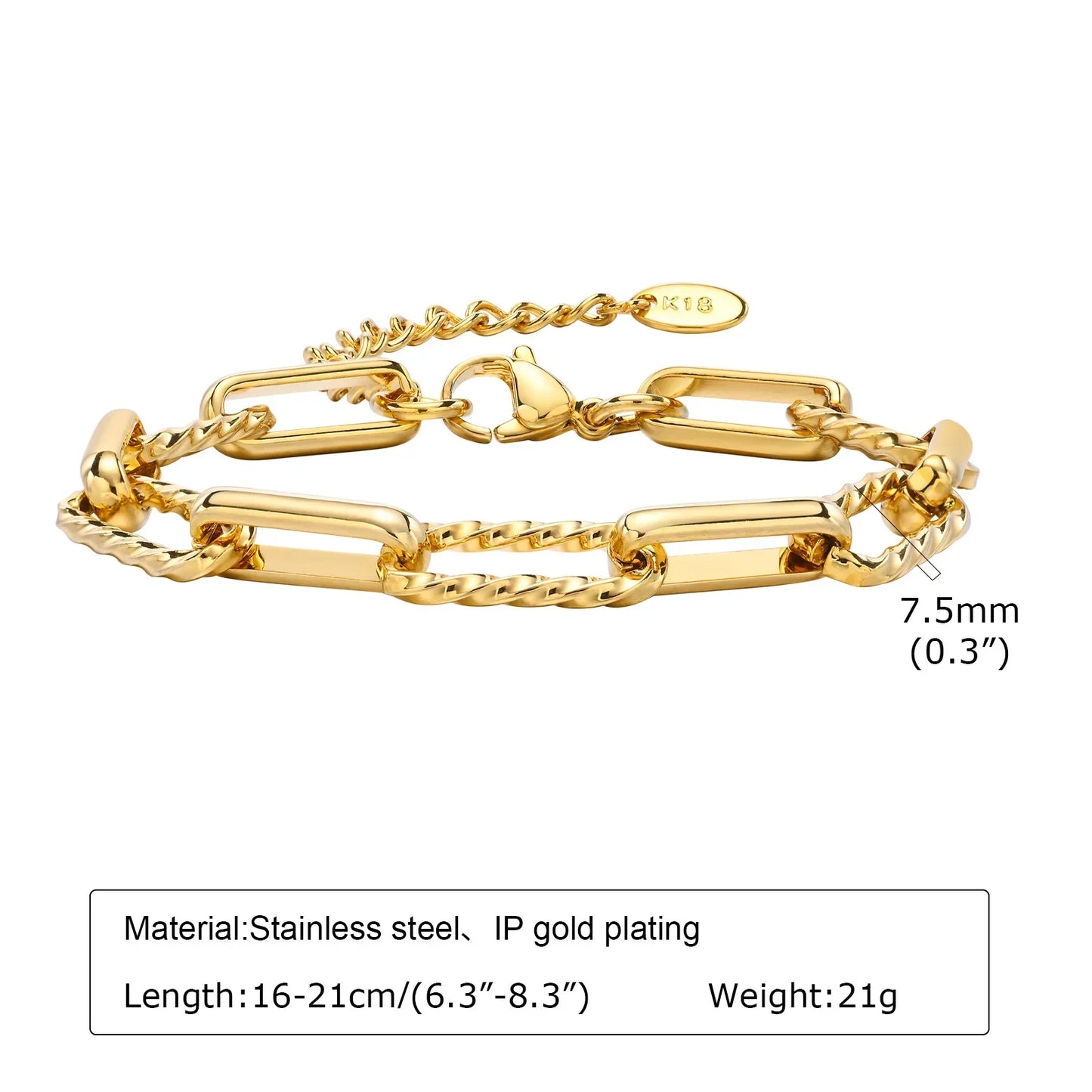 Levoire | Bracelet Maille Trombone Doré BR-1705G