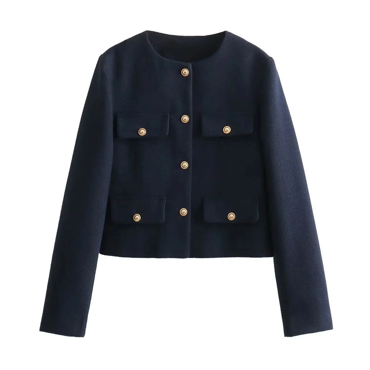 Levoire | Virale Luxe Veste Avec Boutons En Or Marine bleu