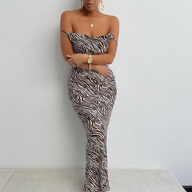 Levoire | Robe Maxi Décontractée À Imprimé Zèbre