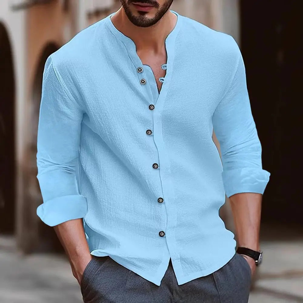Levoire | Chemise Pour Hommes Moderne Et Confortable À Manches Longues Bleu