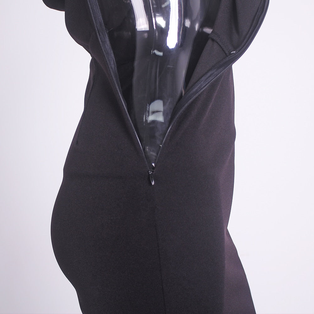 Levoire | Noir Hohlene Simple Manches Longues Robe Longue Parti