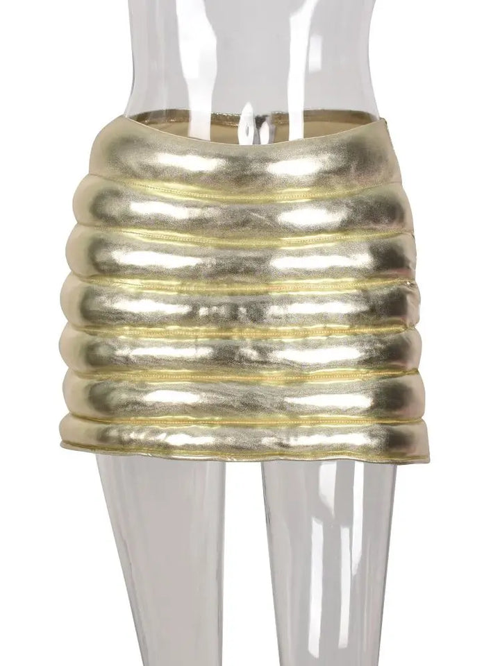 Levoire | Minijupe Métallisée Taille Haute Champagne