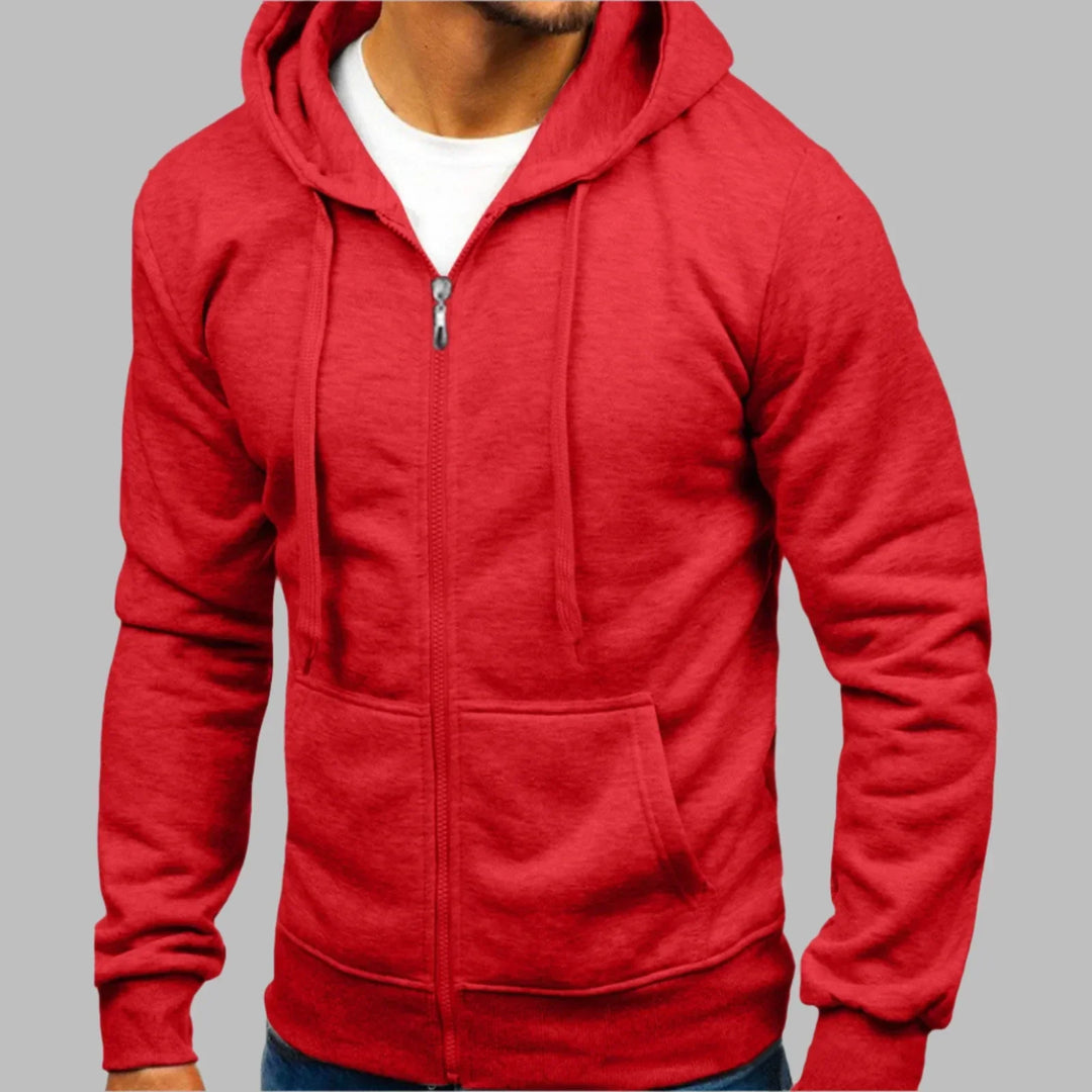 Levoire | Sweat À Capuche Confortable Pour Hommes Avec Zip Pour Un Usage Quotidien Rot