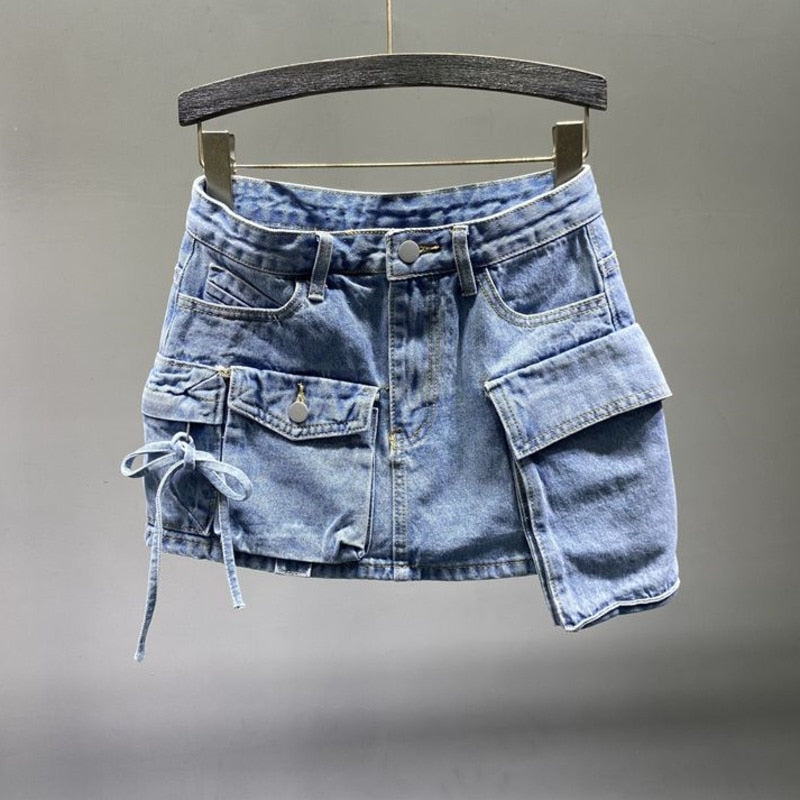 Levoire | Jupe En Denim Avec Poches Bleu
