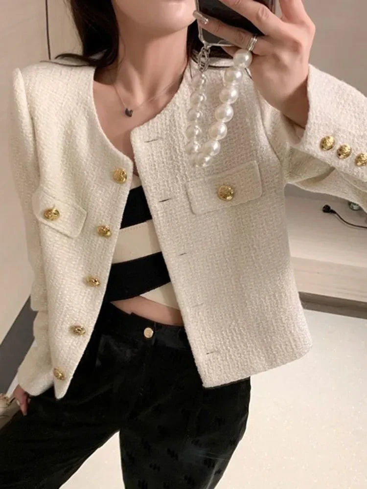 Levoire | Manteau Elegant Avec Boutons, Parfait Pour Un Look Hivernal Raffine Blanc