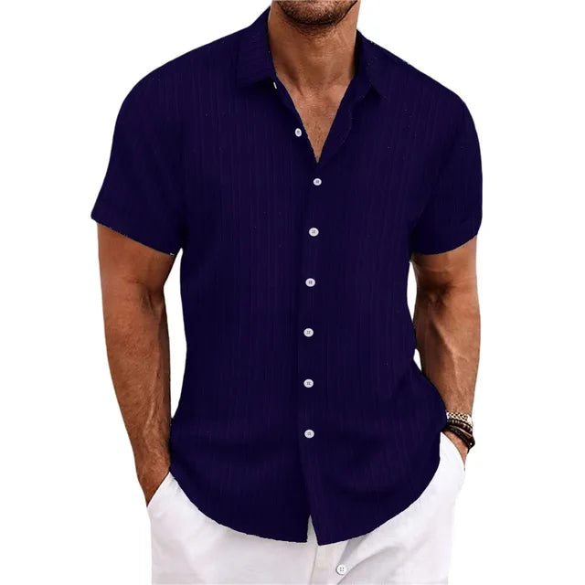 Levoire | Chemise À Manches Courtes Avec Patte De Boutonnage Pour Homme Bleu marine