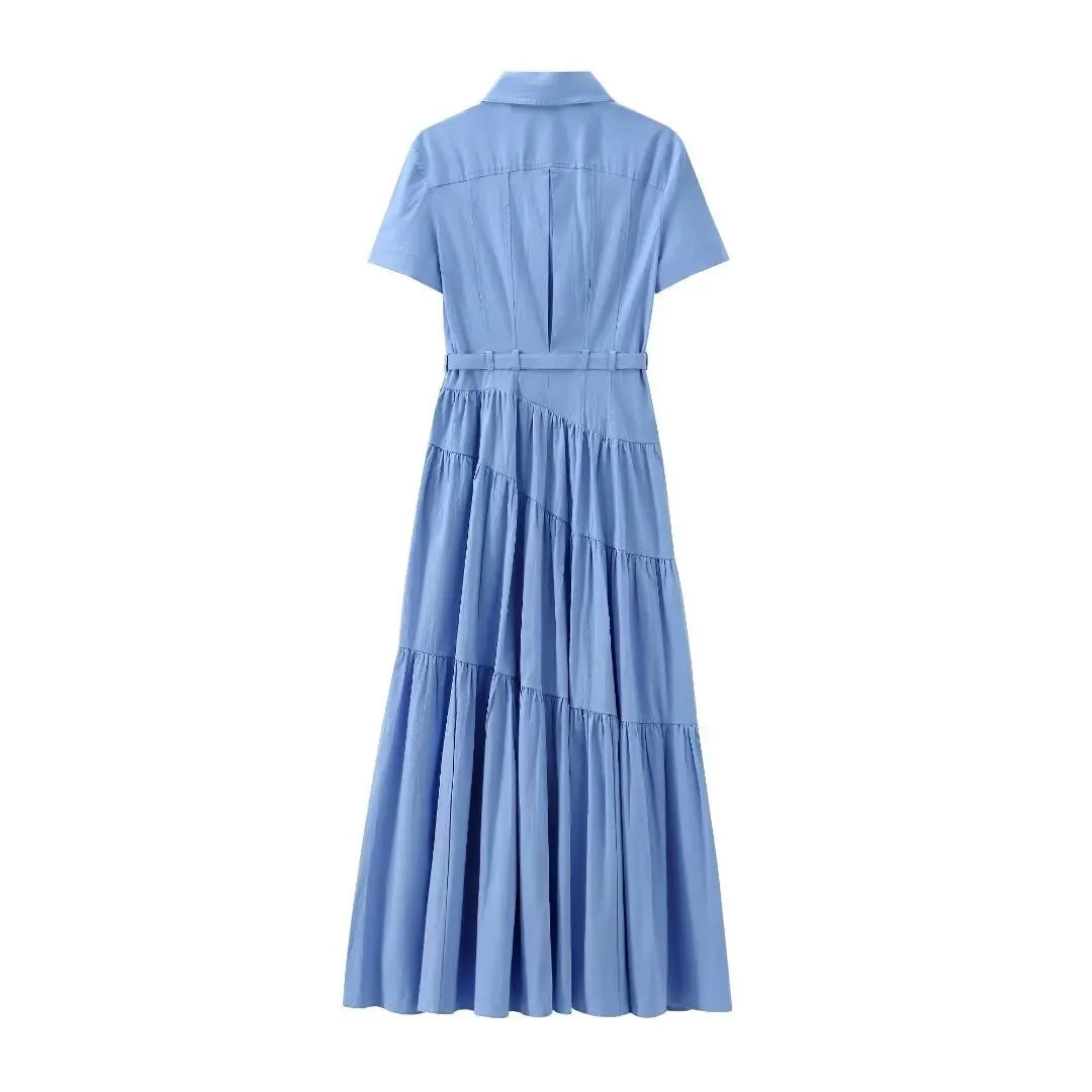 Levoire | Robe Midi Chic Plissée Bleu