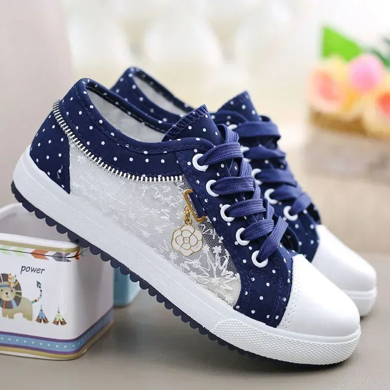 Levoire | Chaussures À Lacets Bleues Tendance En Toile Pour Un Usage Quotidien Confortable