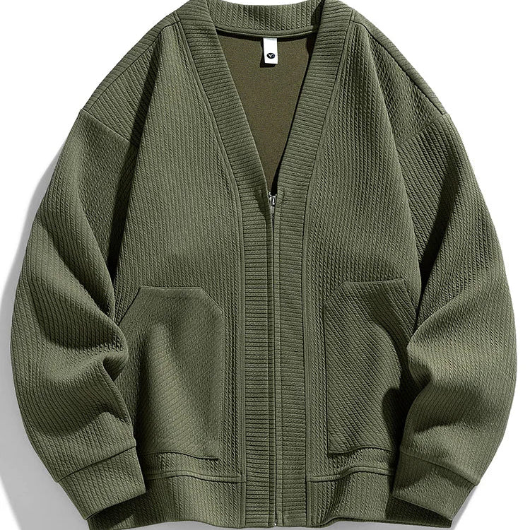 Levoire | Veste Tricot À Manches Longues Avec Fermeture Éclair Armée vert
