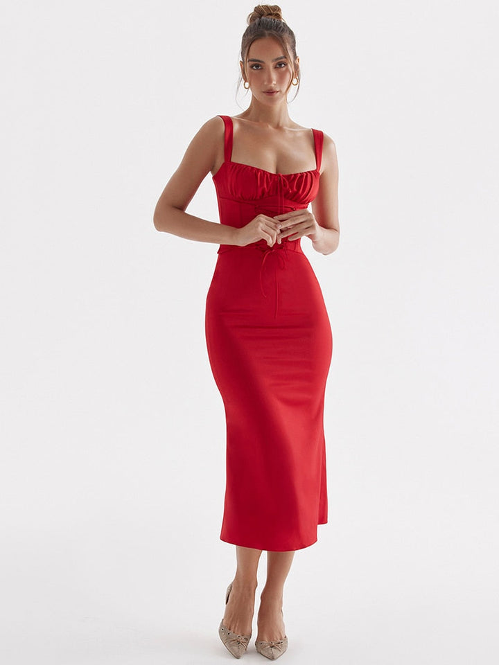Levoire | Corset À Lacets Sans Bretelles Robe Midi