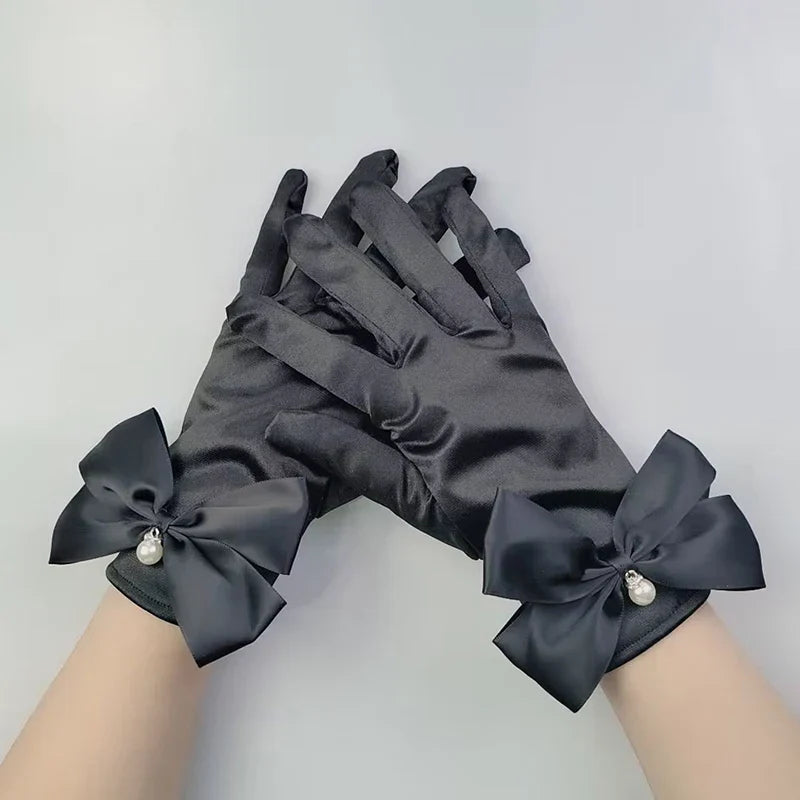 Levoire | Récolte Vintage Gants Courts En Satin Noir Hepburn Noir Taille unique