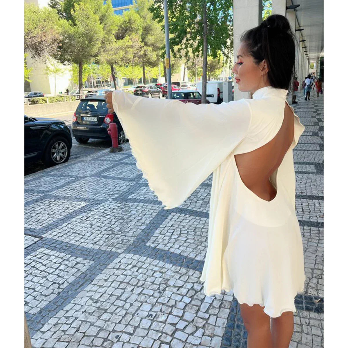 Levoire | Blanc Col Roulé Détail En Volants