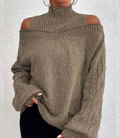Levoire | Pull Confortable Intemporel Avec Col Montant Khaki