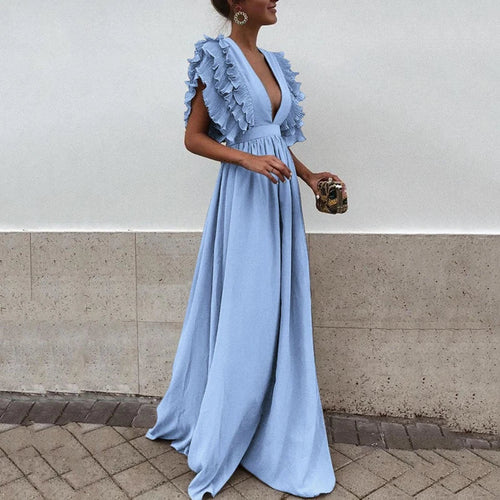Levoire | Robe De Soirée À Manches Volantées Pour Femme - Maxi